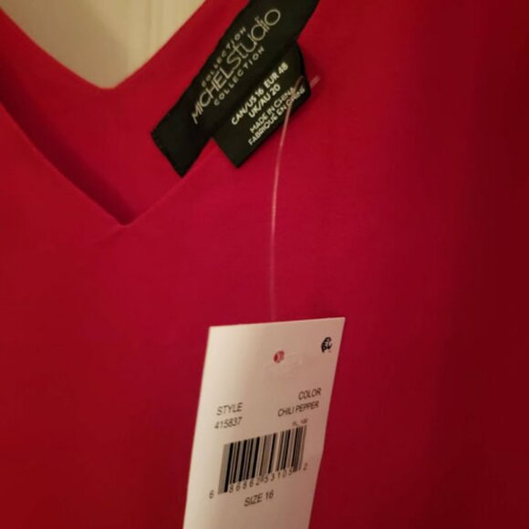 Red Flowy Double-Layer Camisole NWT Plus Size 16 Adjustable V-Neck Tank Chili - Picture 5 of 6